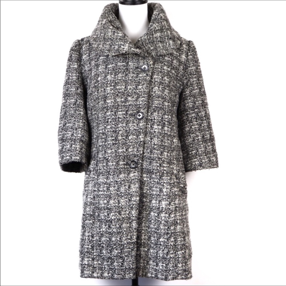 Silence + Noice Gray Tweed Funnel Coat Size Large